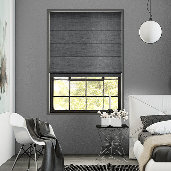 アヒスマ　ルグゼ　シルク調　スレート ローマンシェード