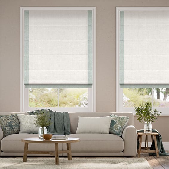 ビジュリネン アラバスター＆ダックエッグ ローマンシェード