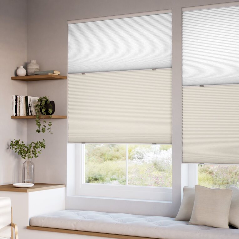 【つっぱり式】コードレス ツインハニカム アイボリー ハニカムシェード