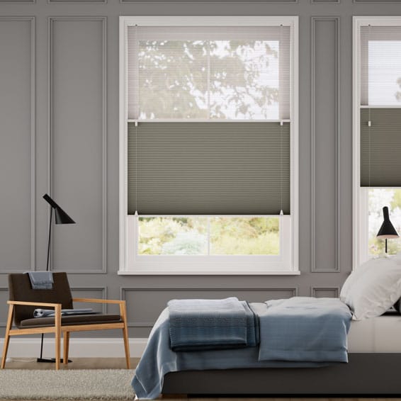 【つっぱり式】ツインハニカム シアーゲインズボログレー ハニカムシェード