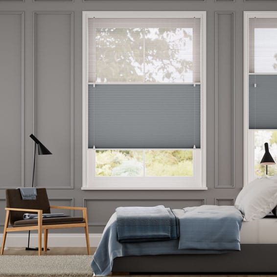 【つっぱり式】ツインハニカム シアースレートブルー ハニカムシェード