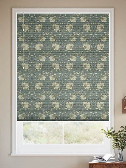 【つっぱり式】遮光ハニカム ウィリアムモリス ピンパーネル セージ ハニカムシェード サムネイル写真