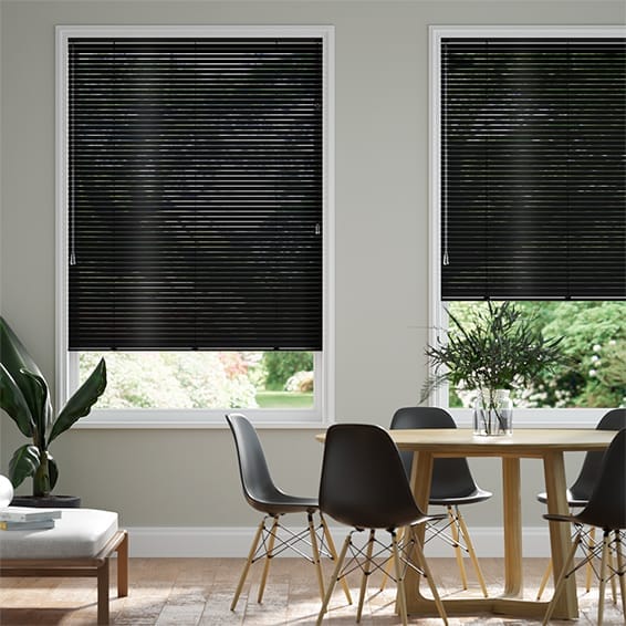 【つっぱり式】プレミアム　ダークブラック アルミブラインド