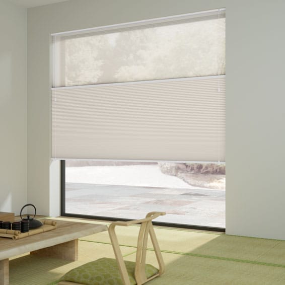 【つっぱり式】ツインハニカム シアーアイボリー ハニカムシェード