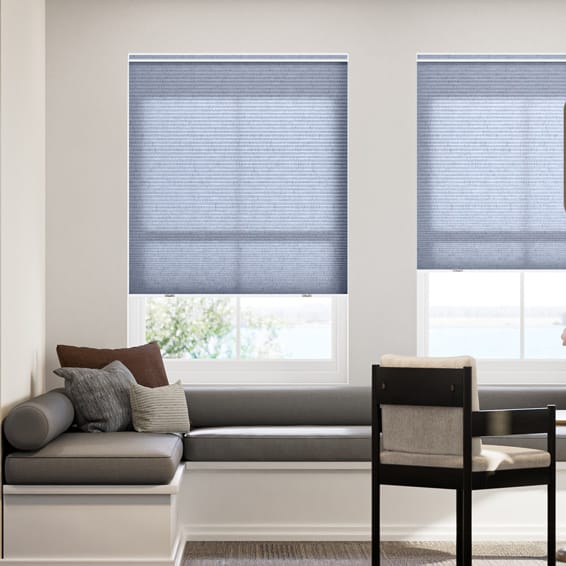 コードレス採光リネンハニカム モダンブルー ハニカムシェード