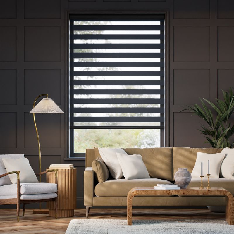 コードレス ゼブラ ミッドナイトブルー 調光ロールスクリーン