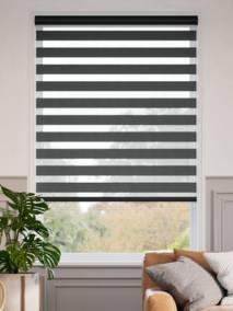 コードレス ゼブラ 遮光 チャコール 調光ロールスクリーン サムネイル写真