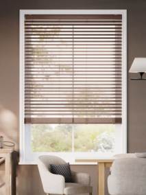 コードレス ラスティック ブラウン ウッドブラインド サムネイル写真