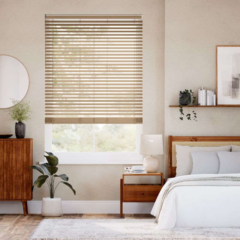 コードレス ラスティック ライトブラウン ウッドブラインド