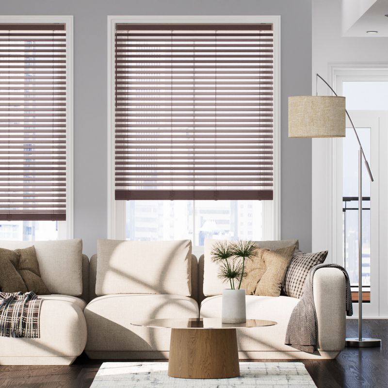 コードレス ラスティック ウォルナット ウッドブラインド