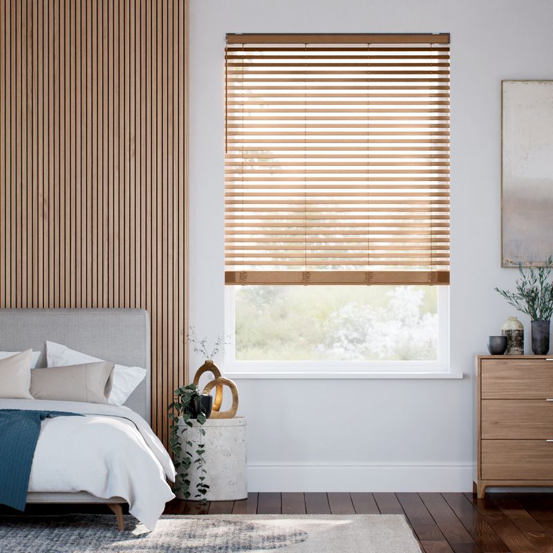コードレス シンプル ヘーゼルブラウン ウッドブラインド