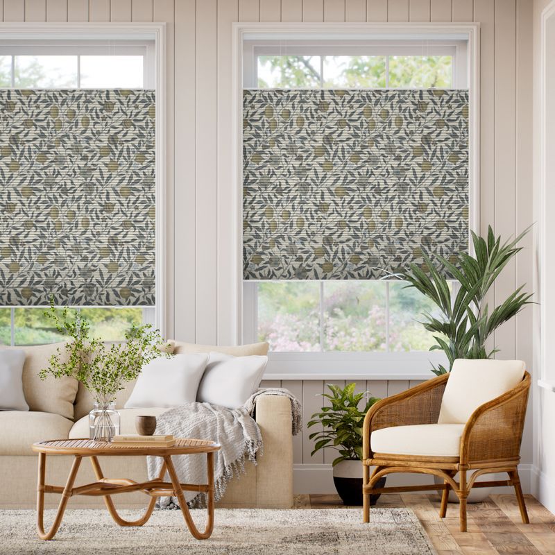 コードレス 遮光トップダウンハニカム ウィリアムモリス フルーツ プリムローズ シェード