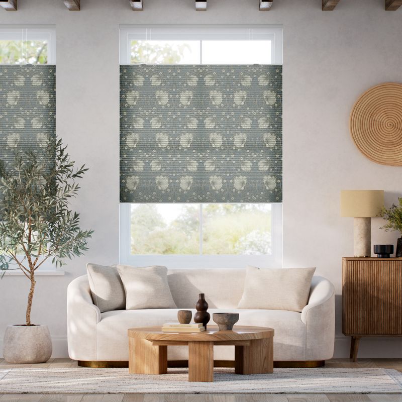 コードレス 採光トップダウンハニカム ウィリアムモリス ピンパーネル セージ シェード