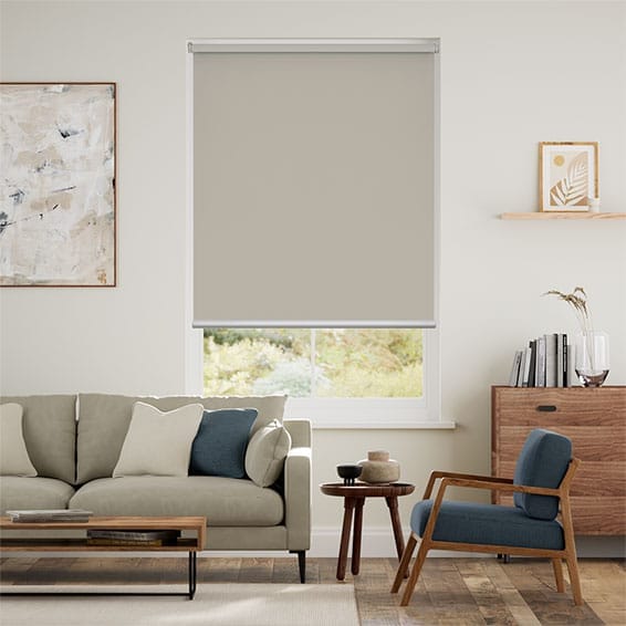 【カーテンレール可】遮光 グレージュ ロールスクリーン　-プルコード式-