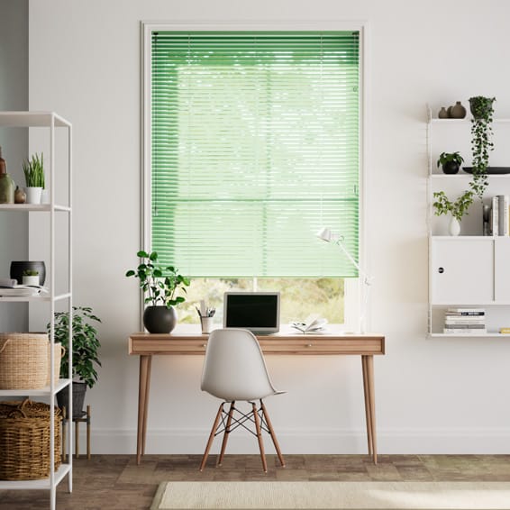 【カーテンレール可】エッセンス　グリーン アルミブラインド
