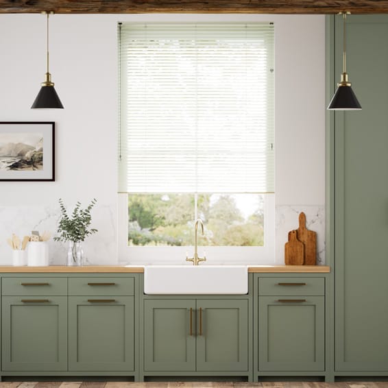 【カーテンレール可】エッセンス　ペールグリーン アルミブラインド