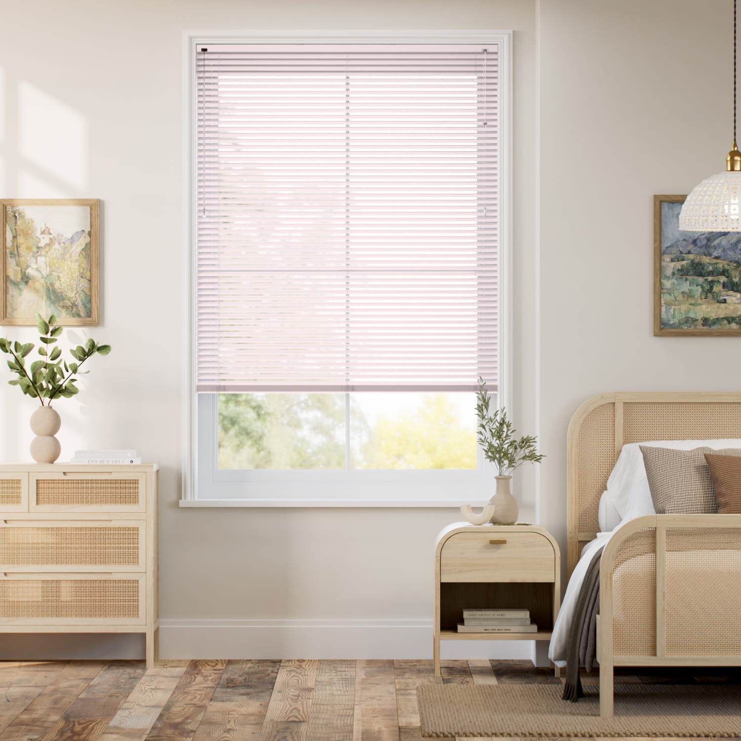 【カーテンレール可】エッセンス　ペールピンク アルミブラインド