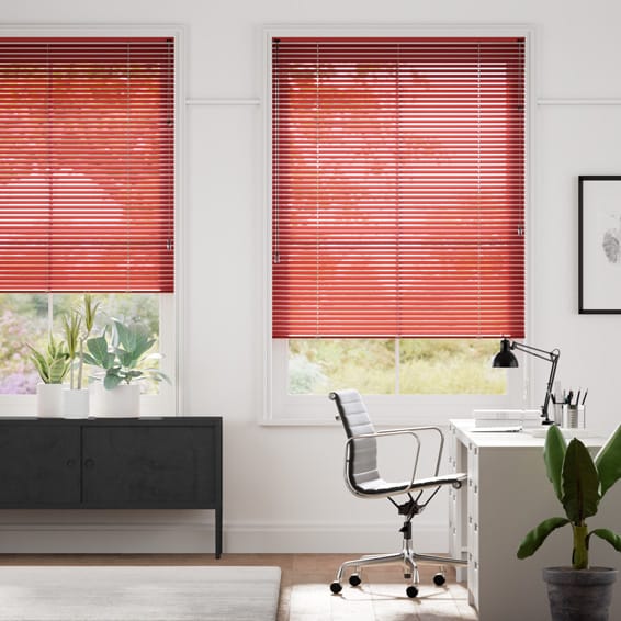 【カーテンレール可】エッセンス　レッド アルミブラインド