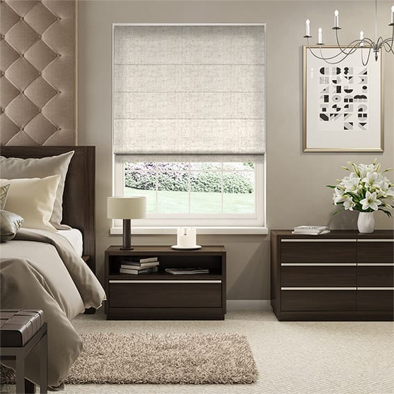 【カーテンレール可】ビジュリネン　オートミール ローマンシェード