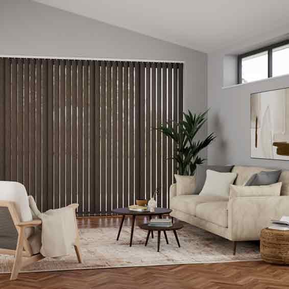 【カーテンレール可】遮光ロドス ダークブラウン バーチカルブラインド