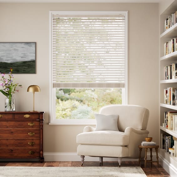 【カーテンレール可】ラスティック　シャビーホワイト ウッドブラインド