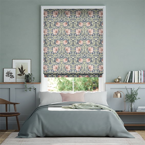 【カーテンレール可】ウィリアムモリス　ピンパーネル　ブラッシュ ローマンシェード