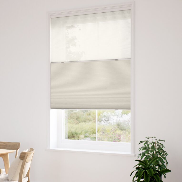 【カーテンレール可】コードレス ツインハニカム シアーアイボリー ハニカムシェード