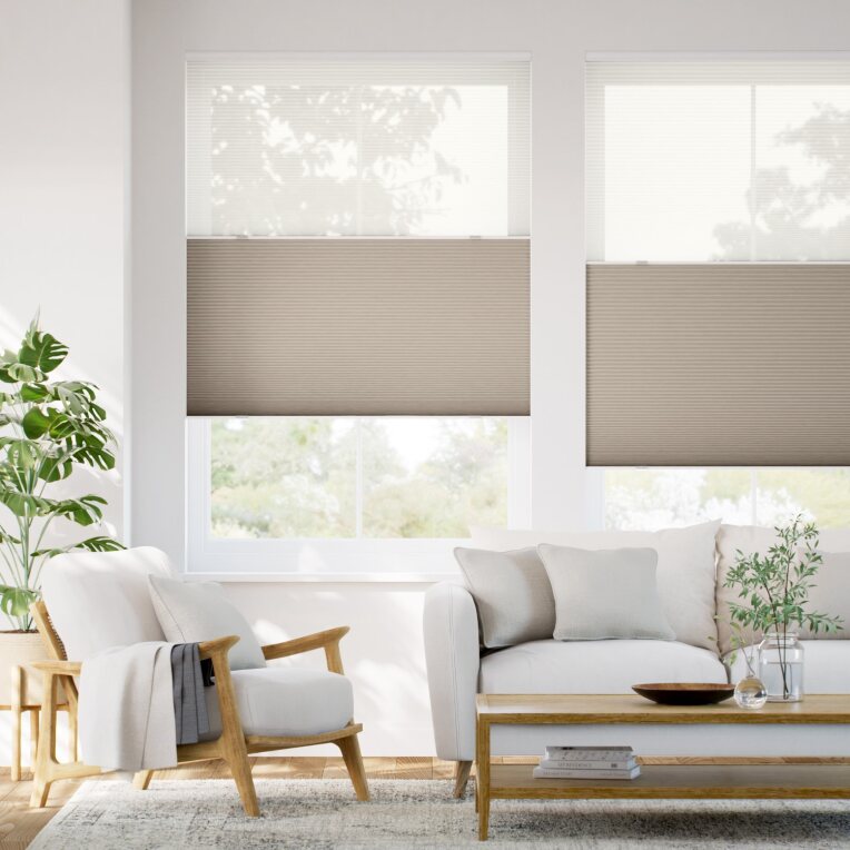 【カーテンレール可】コードレス ツインハニカム シアーペブル ハニカムシェード