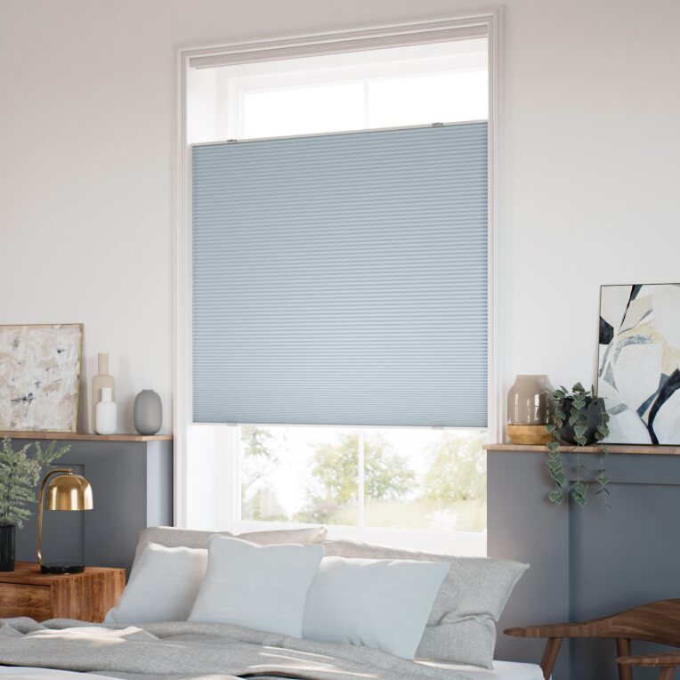【カーテンレール可】コードレス 遮光 トップダウンハニカム ブルーヘイズ ハニカムシェード