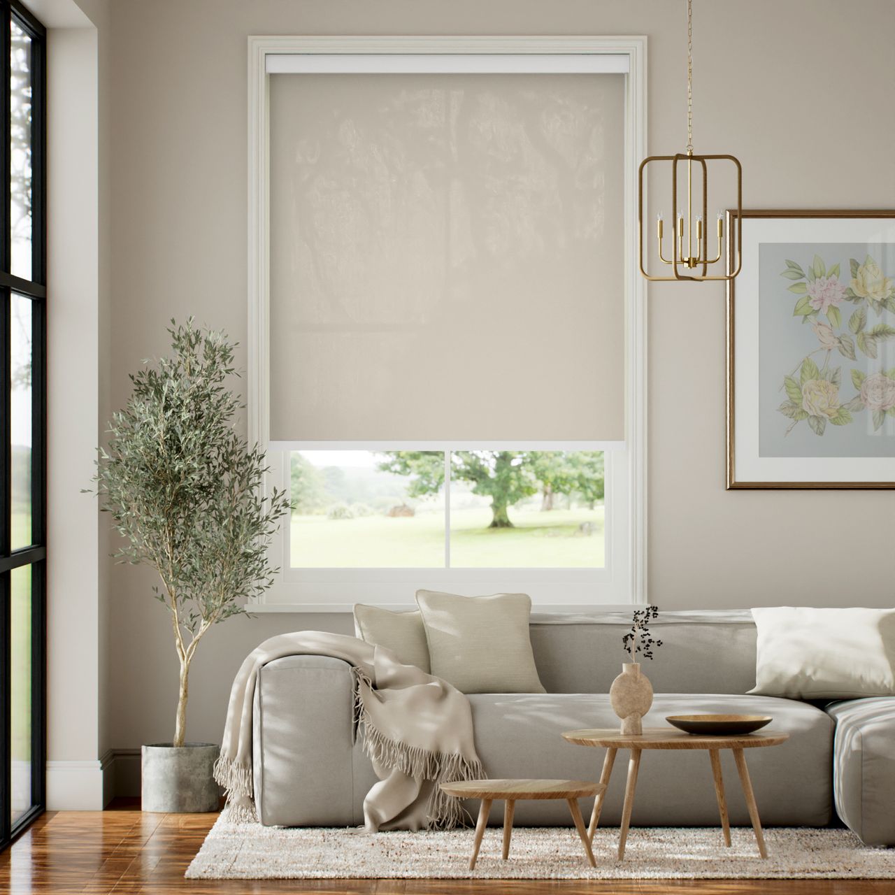 【カーテンレール可】非遮光テクスチャードアイボリー ロールスクリーン