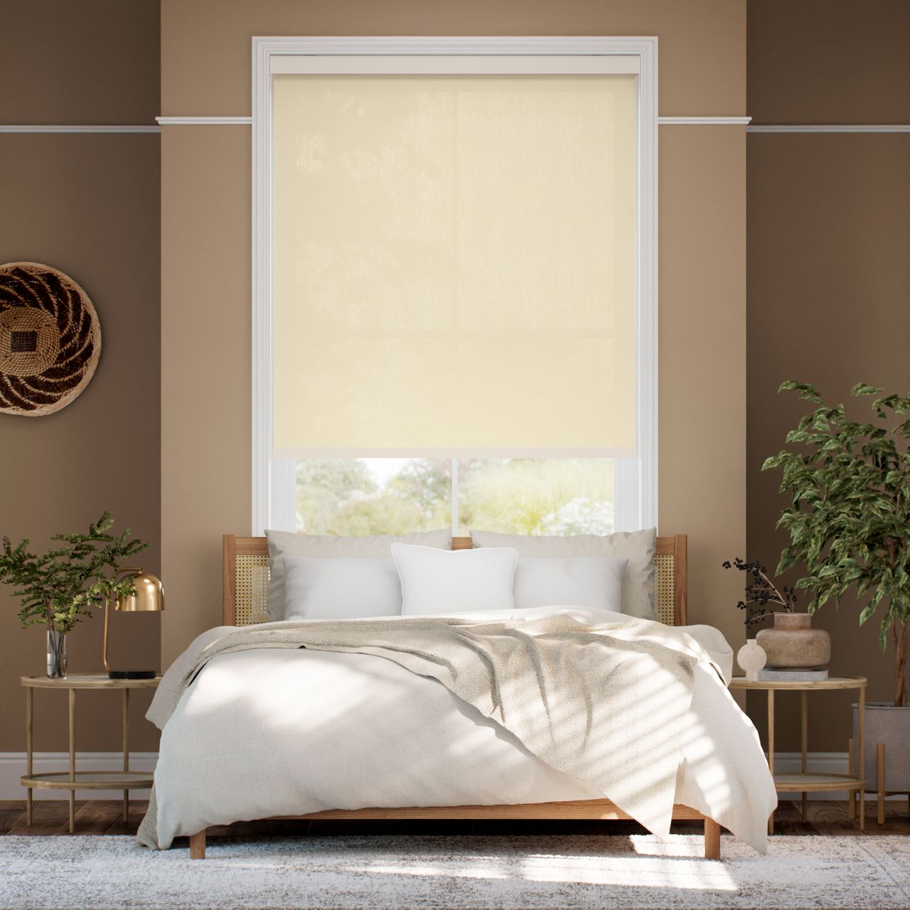 【カーテンレール可】非遮光 ダークベージュ ロールスクリーン