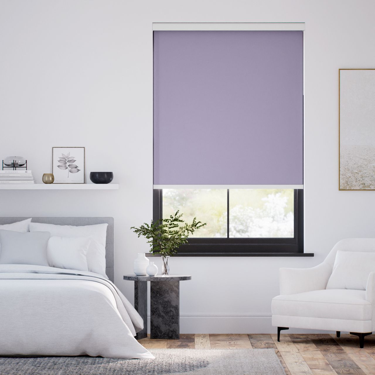 【カーテンレール可】遮光 パープル ロールスクリーン