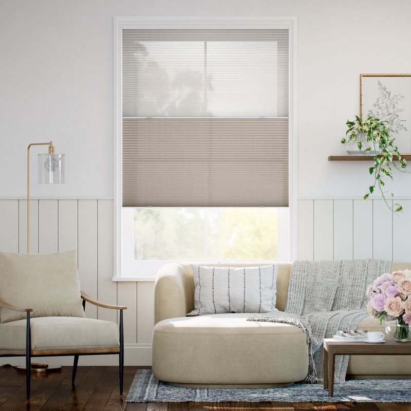 コードレス リネンツインハニカム リネンシアークリアホワイト × リネンモダンベージュ ハニカムシェード