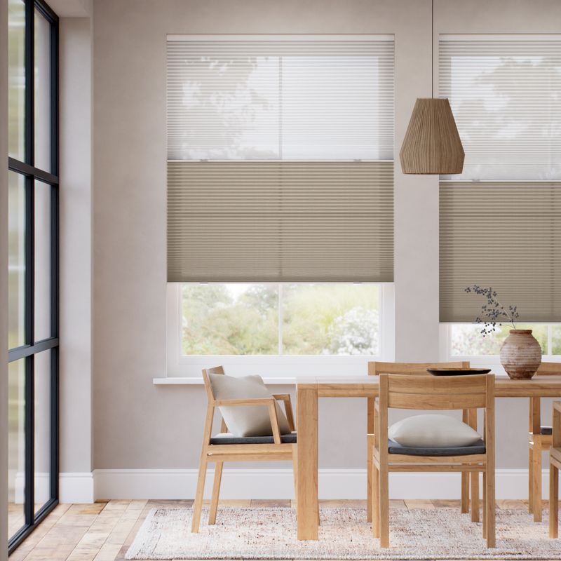 コードレス リネンツインハニカム リネンシアークリアホワイト × リネンサンド ハニカムシェード