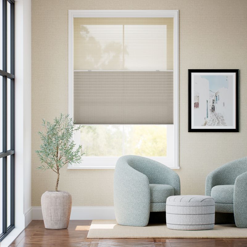 コードレス リネンツインハニカム リネンシアーベージュ × リネンストーン ハニカムシェード