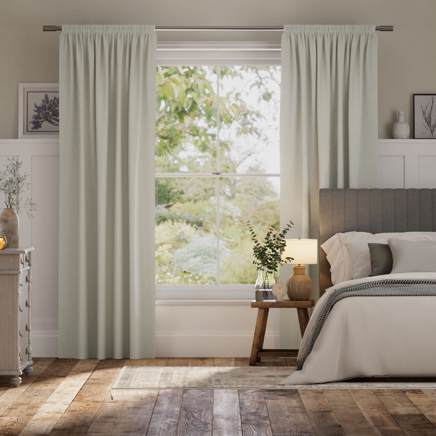 デンバー ライトグレー＆レースホワイト カーテン