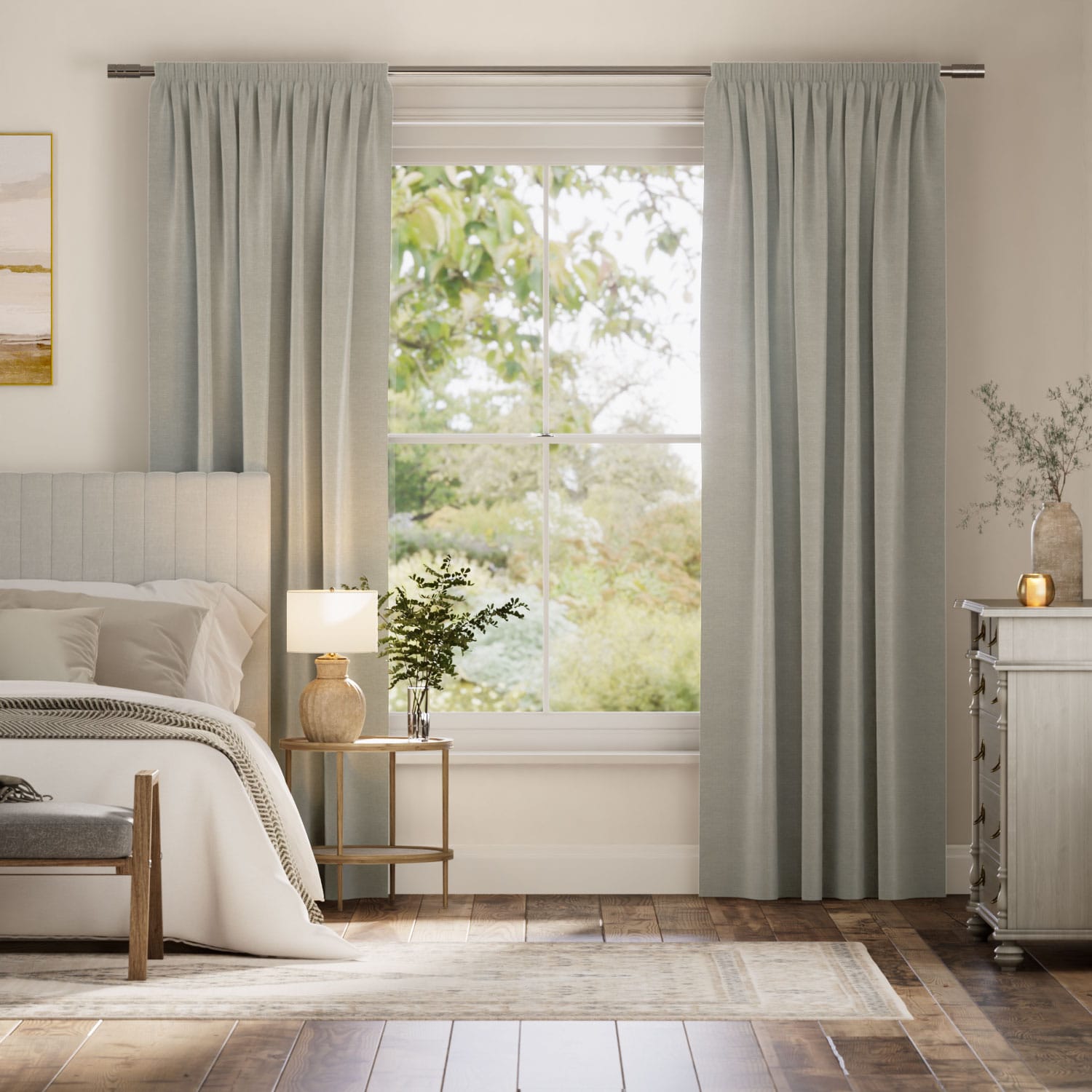 デンバー シルバー＆レースホワイト カーテン