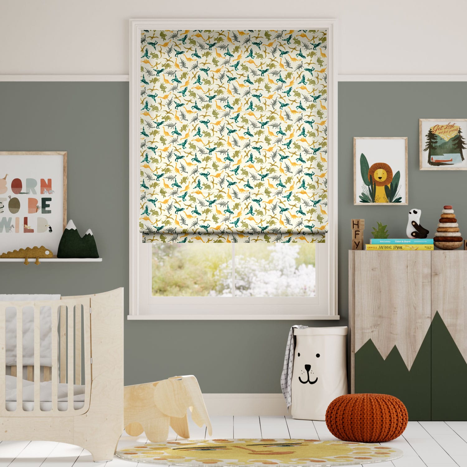 ダイナソー　グリーン ローマンシェード