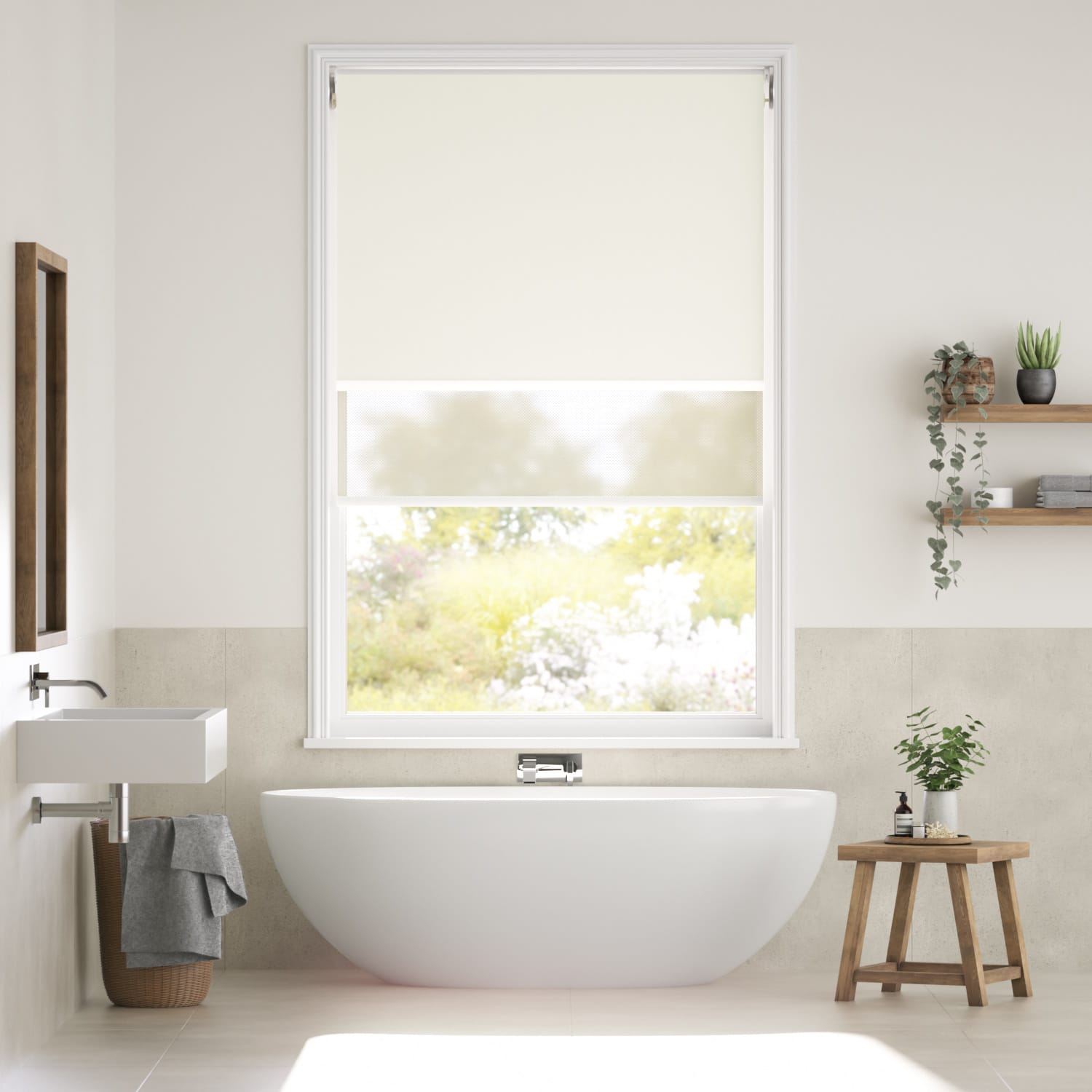 電動 遮光アイスホワイト＆アイスホワイト ダブルロールスクリーン