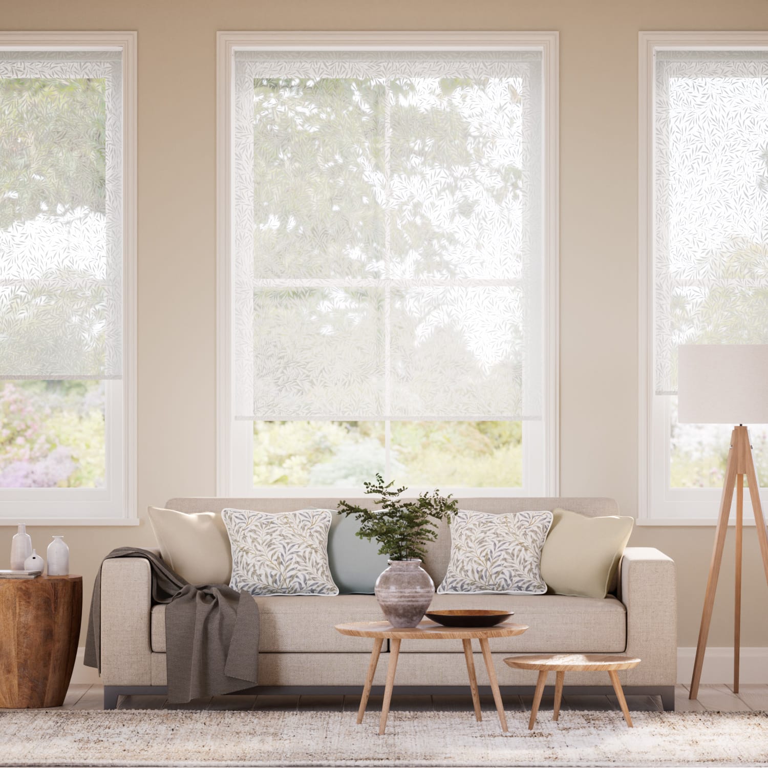 電動 ウィリアムモリス ウイロー ミスト ボイル ロールスクリーン