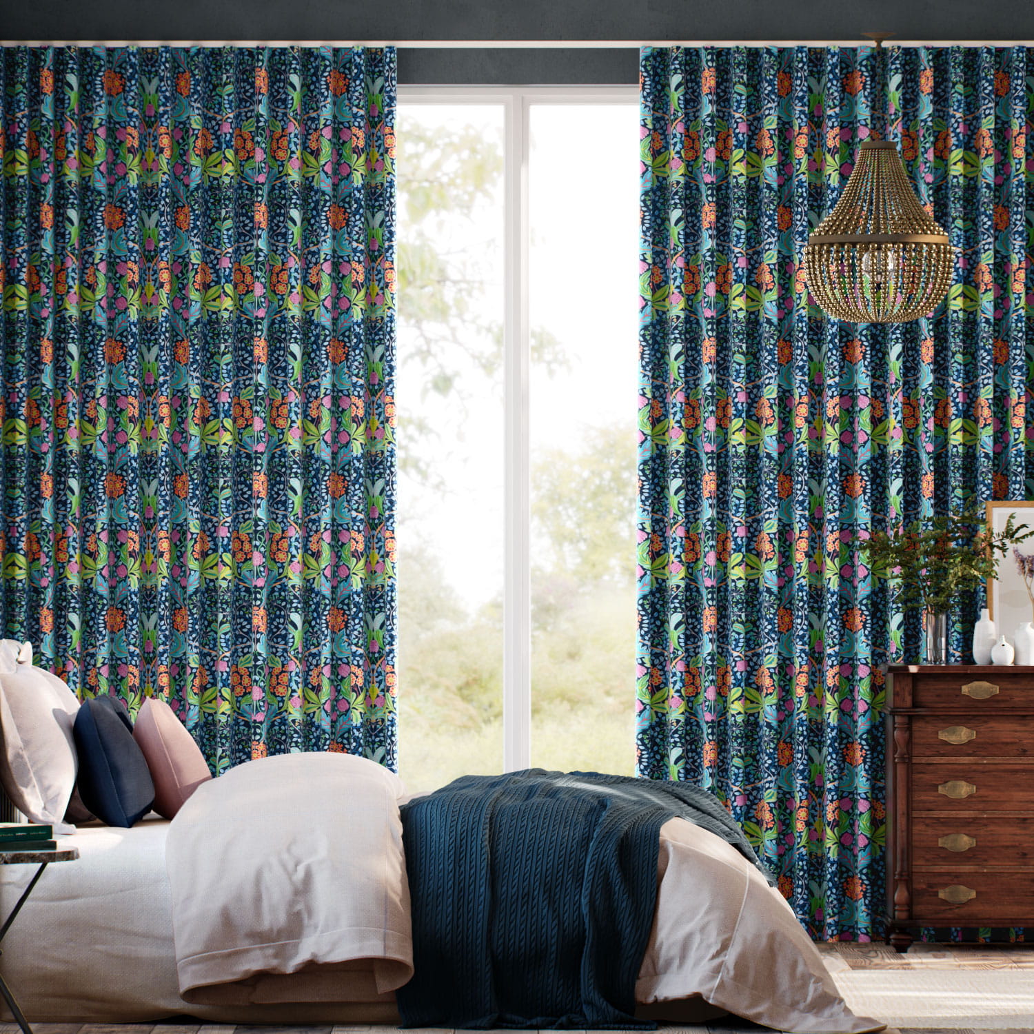 エルム・ハウス ナイトタイム・ブルー カーテン