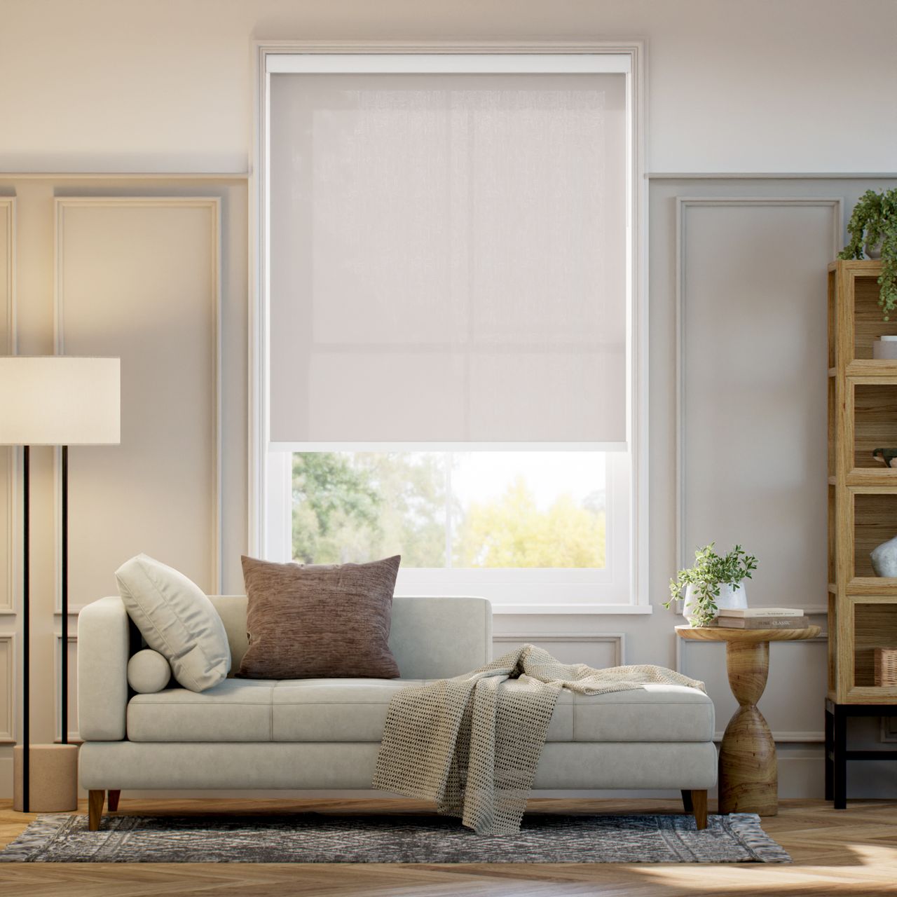 防炎 非遮光 グレー ロールスクリーン