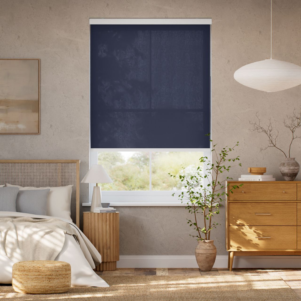 防炎 非遮光 ネイビー ロールスクリーン