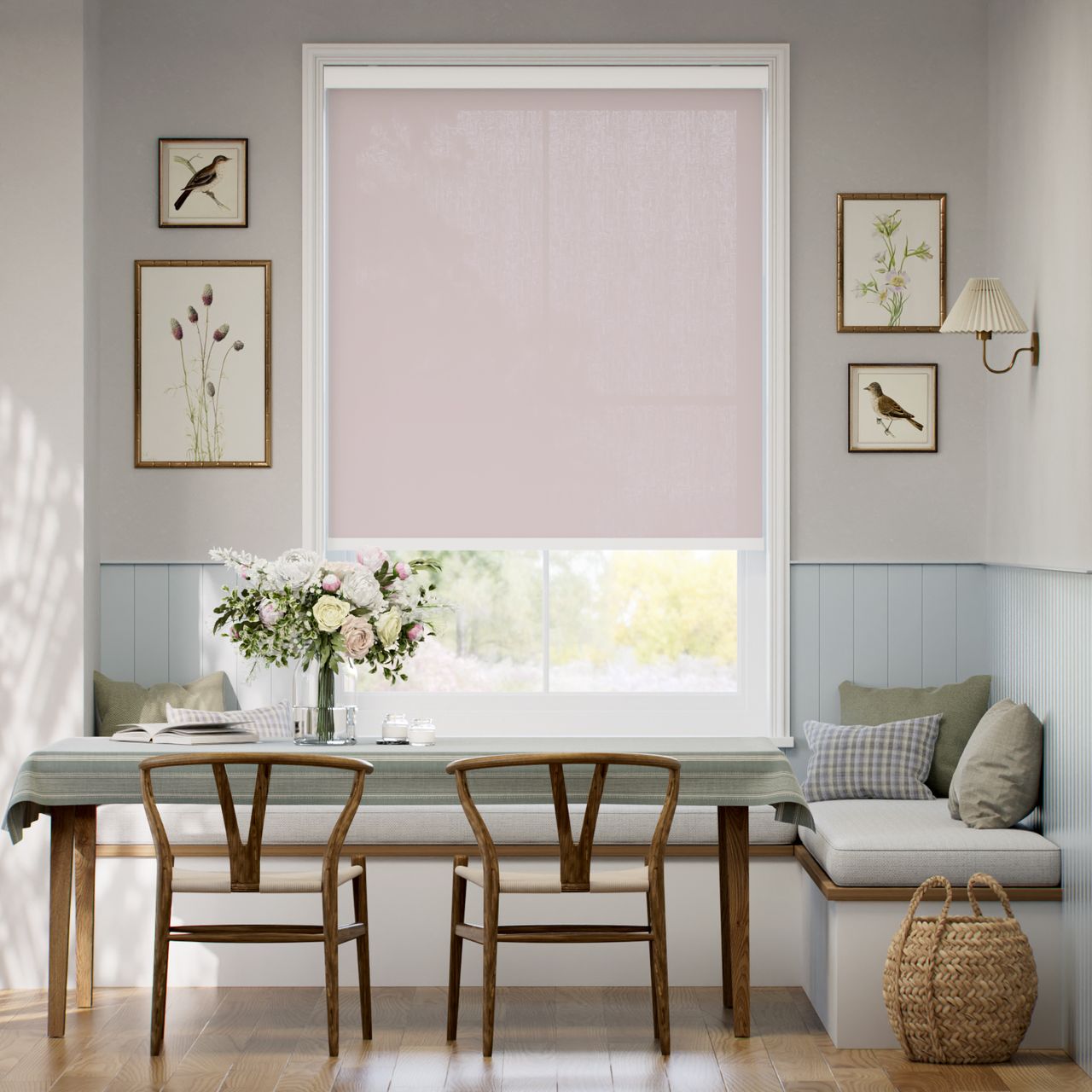 防炎 非遮光 ピンク ロールスクリーン