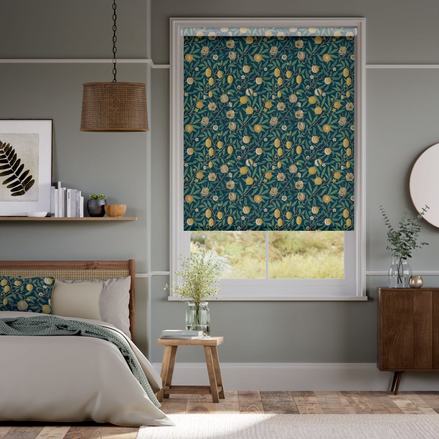 【つっぱり式】ウィリアムモリス フルーツ エーゲ ロールスクリーン