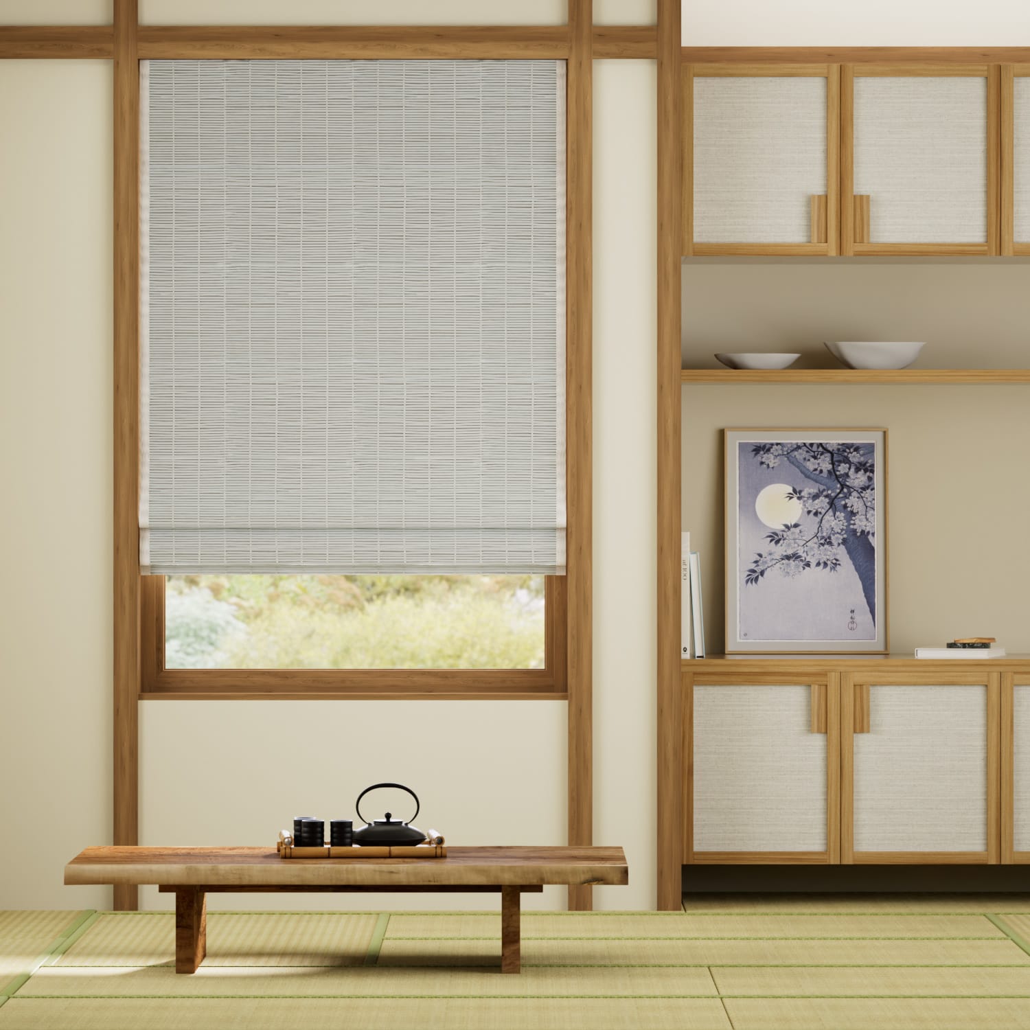 遮光ゴア　アラバスター＆ボーン すだれ　ローマンシェード