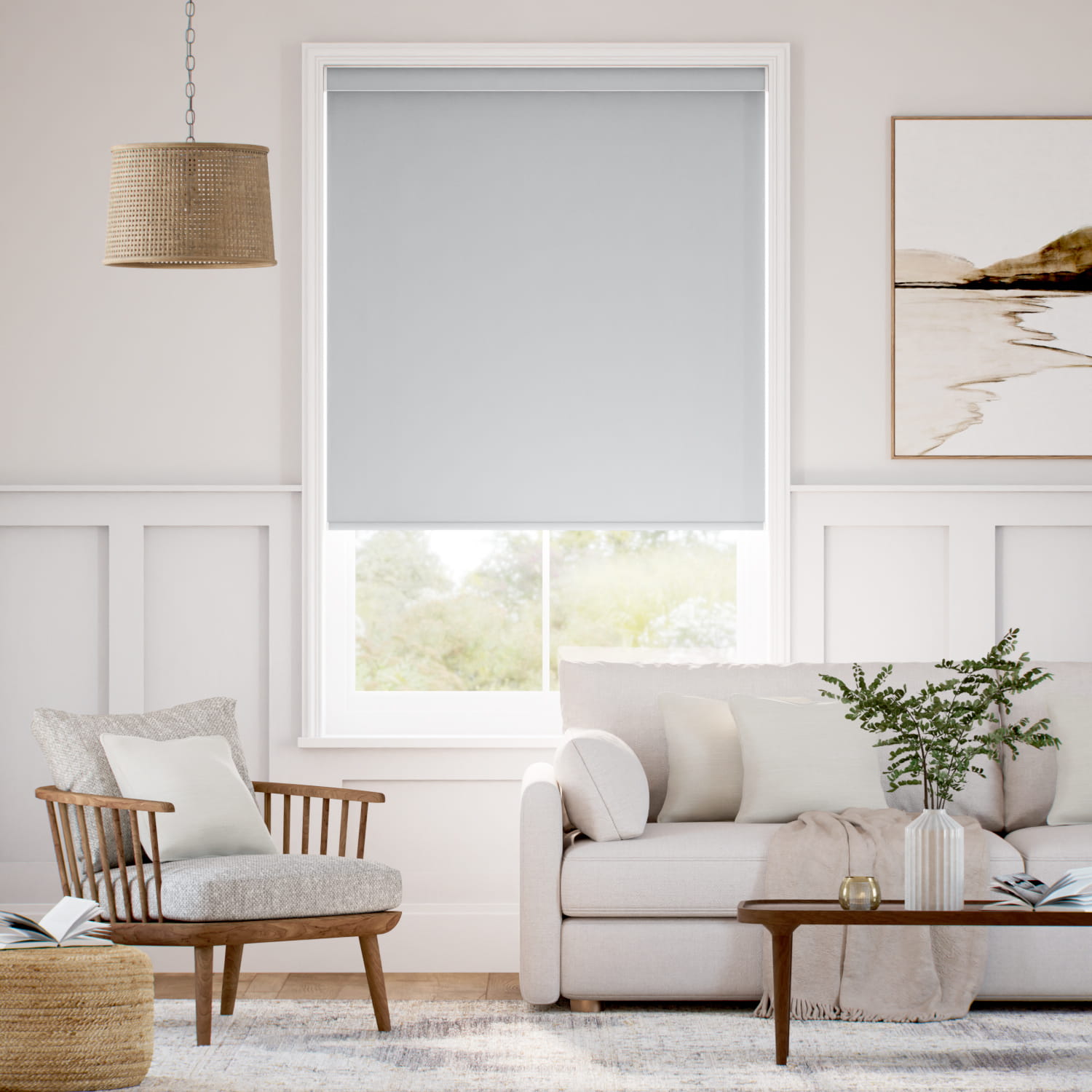 コードレス 遮光 シンプルグレー ロールスクリーン