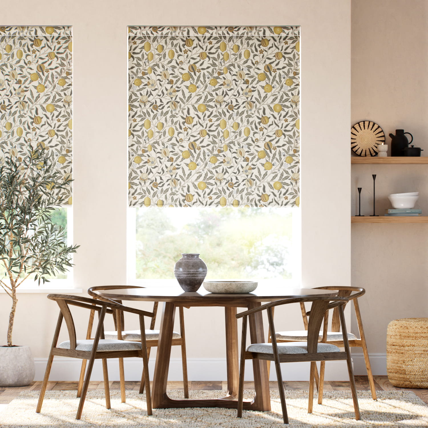 コードレス William Morris -ウイリアムモリス　フルーツ　プリムローズ ロールスクリーン