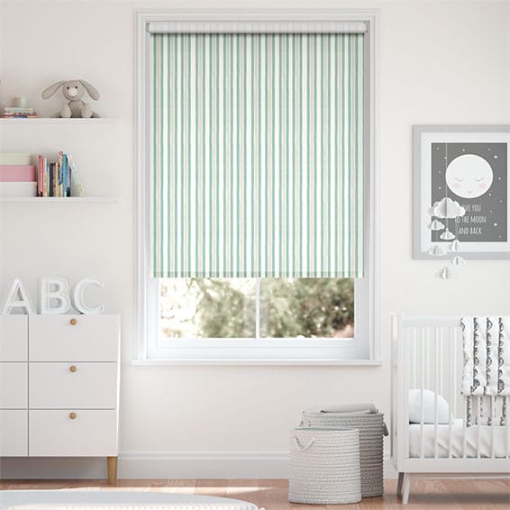 ハンドペイントストライプ　ダックエッグ ロールスクリーン