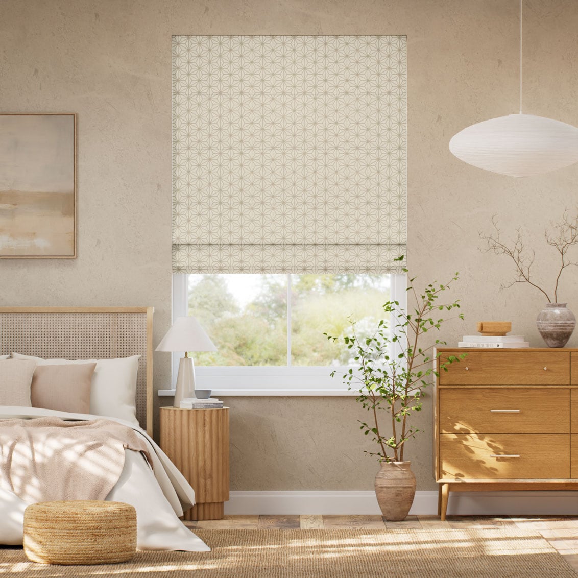 麻の葉 白茶 ローマンシェード